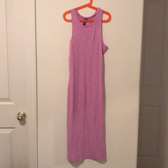 purple ribbed dress